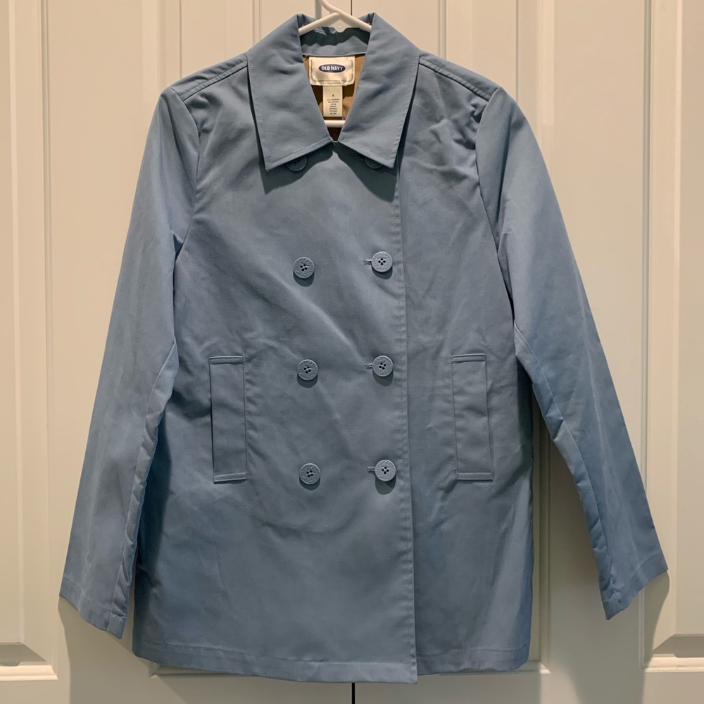 Classy Lightweight Peacoat! Light blue cotton. S